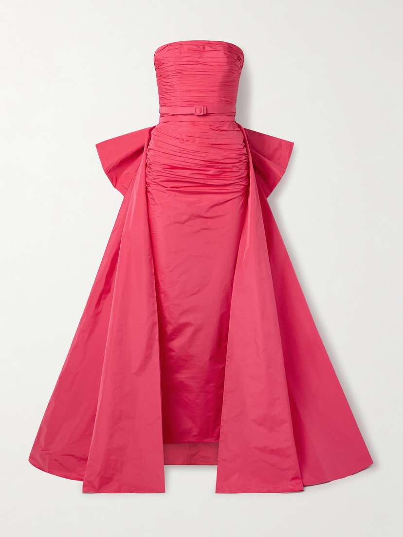 Zuhair Murad Convertible Strapless Bow-embellished Belted Ruched Silk-blend Taffeta Gown
