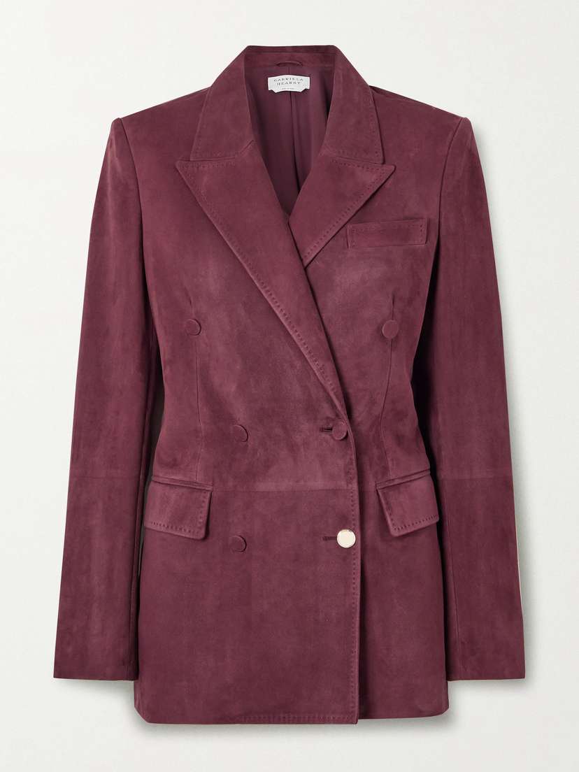 Gabriela Hearst Gavin Double-breasted Suede Blazer