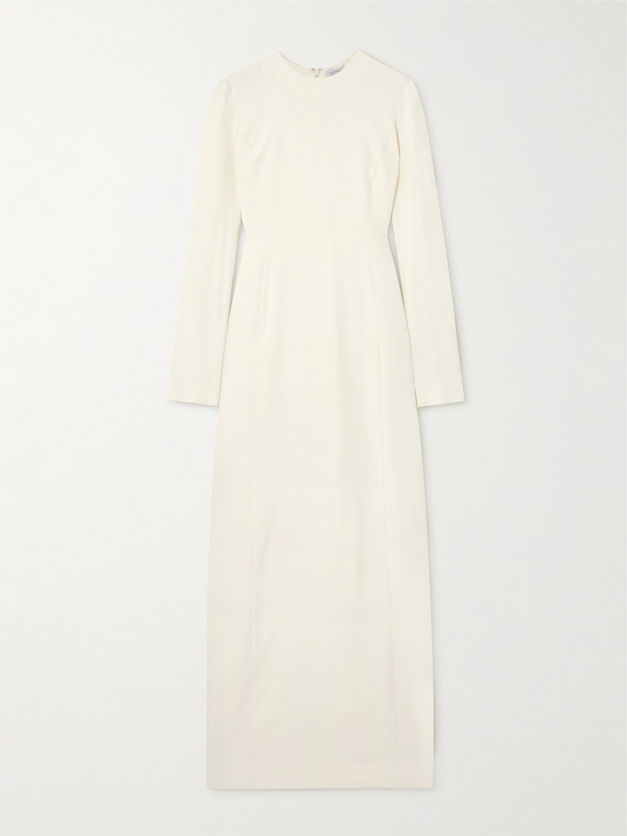 Shop Gabriela Hearst Carlota Cape-effect Pleated Silk And Wool-blend Gown In Ivory