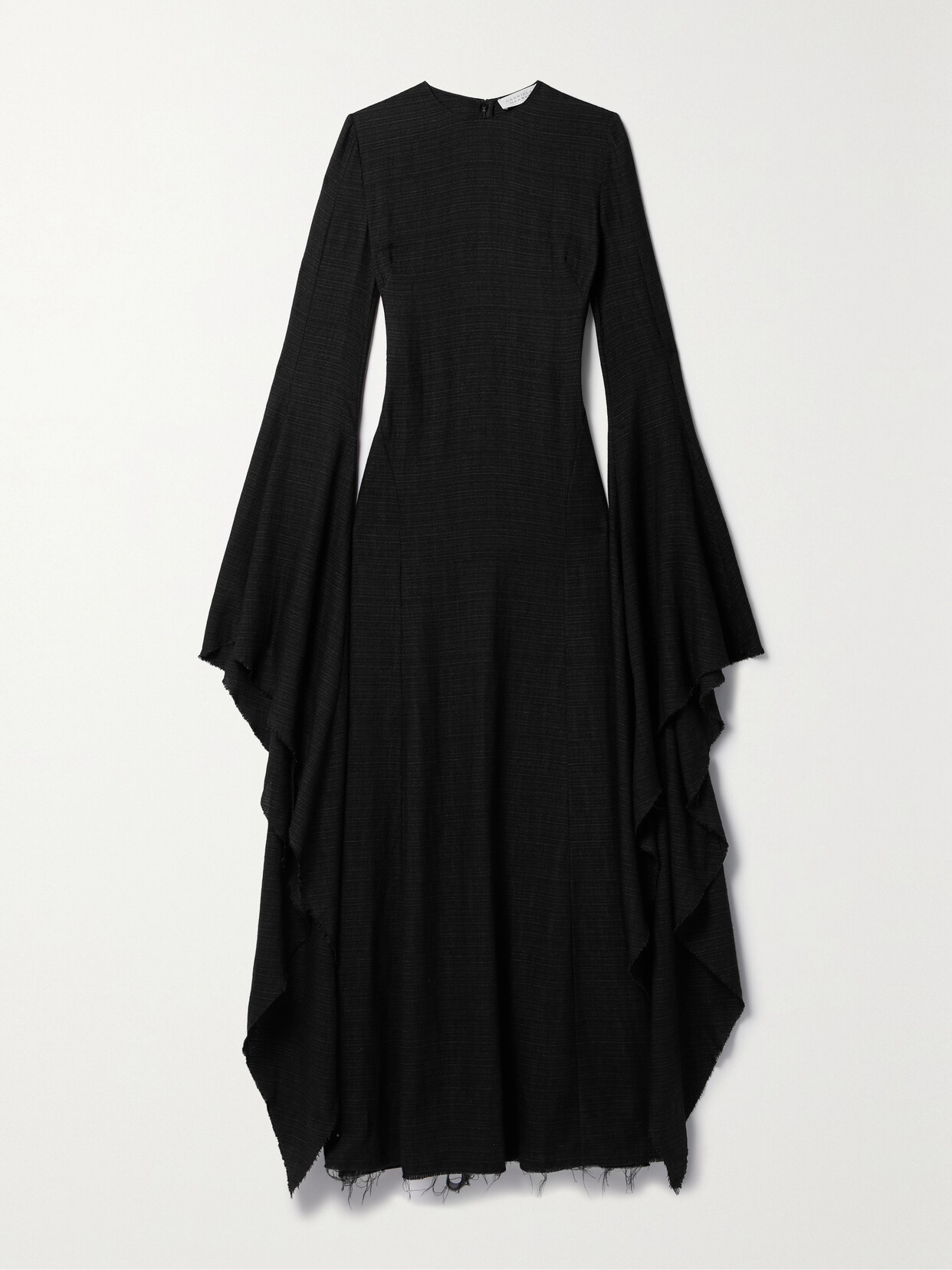 Gabriela Hearst - Sigrud Frayed Wool, Silk And Linen-blend Maxi Dress - Black