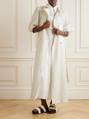 Gabriela Hearst Iona double-breasted belted linen trench coat