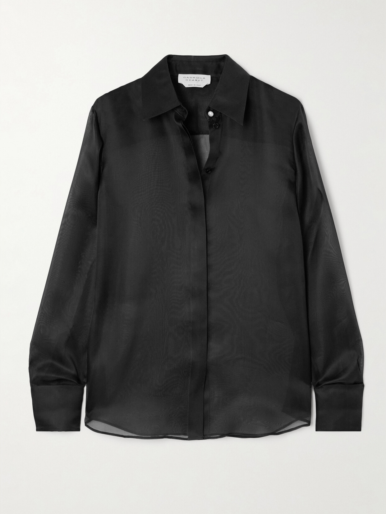 Gabriela Hearst Horus Faux Pearl-embellished Silk-organza Shirt In Black