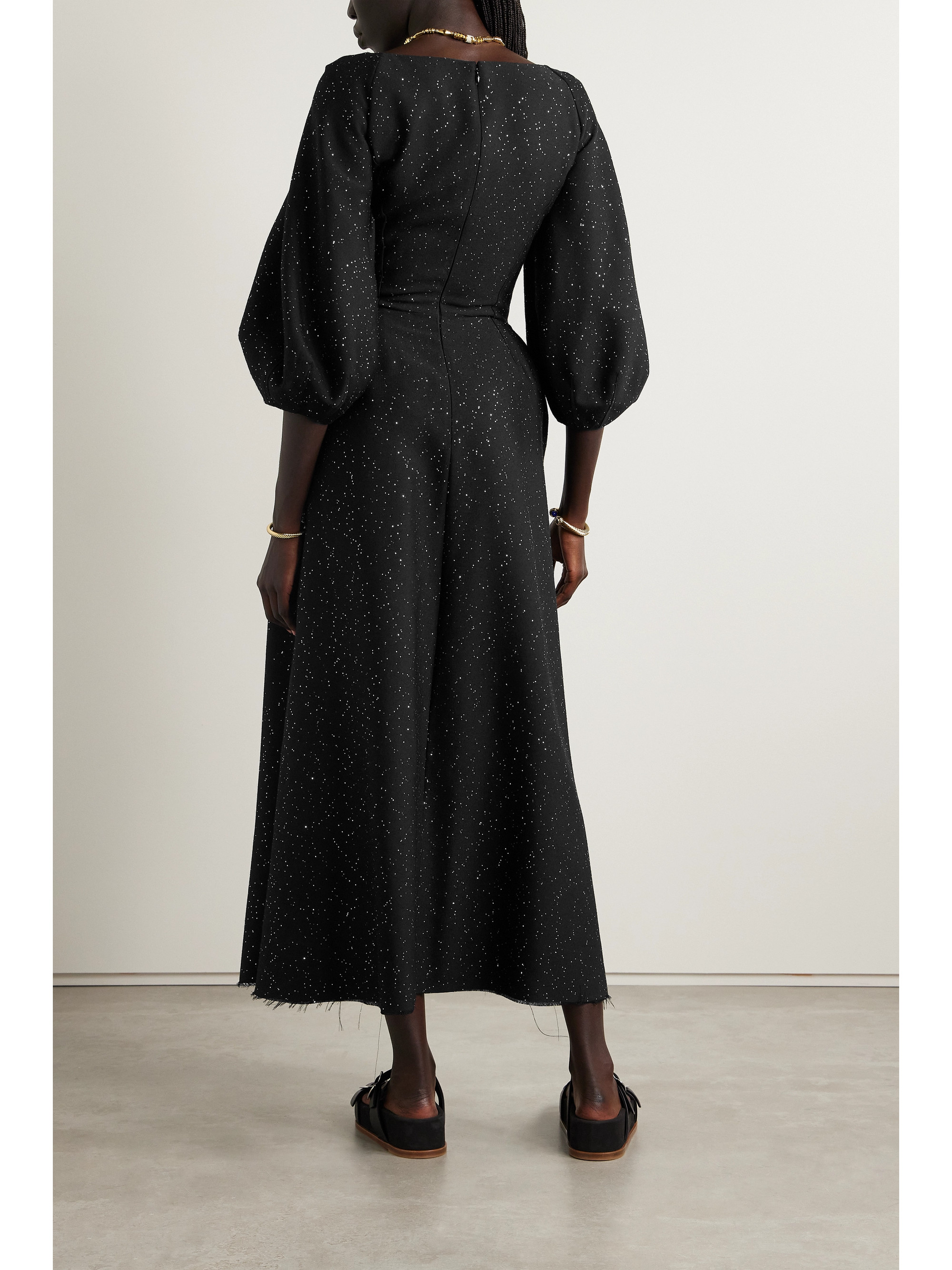 Gabriela Hearst Madyn buckled cutout sequin-embellished wool-blend maxi dress