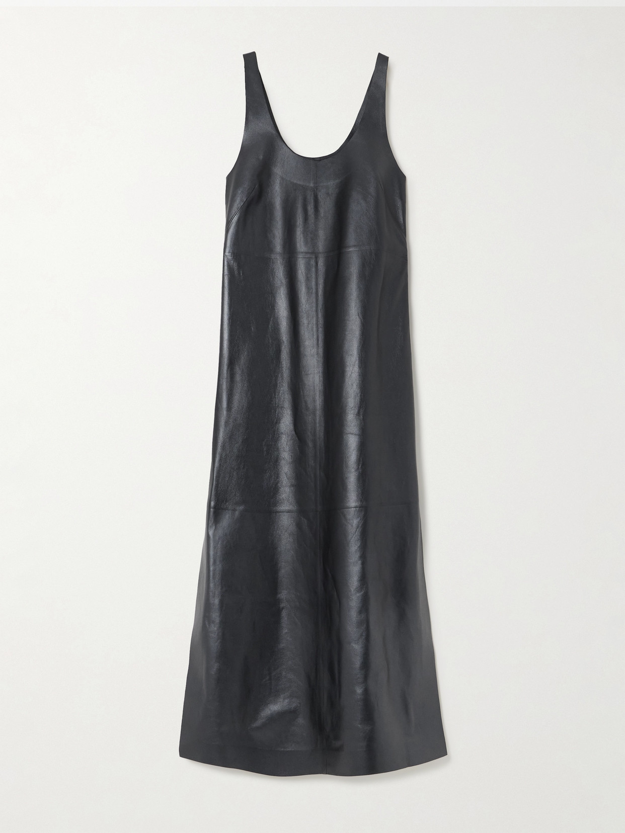 Gabriela Hearst Ellson Leather Midi Dress In Black