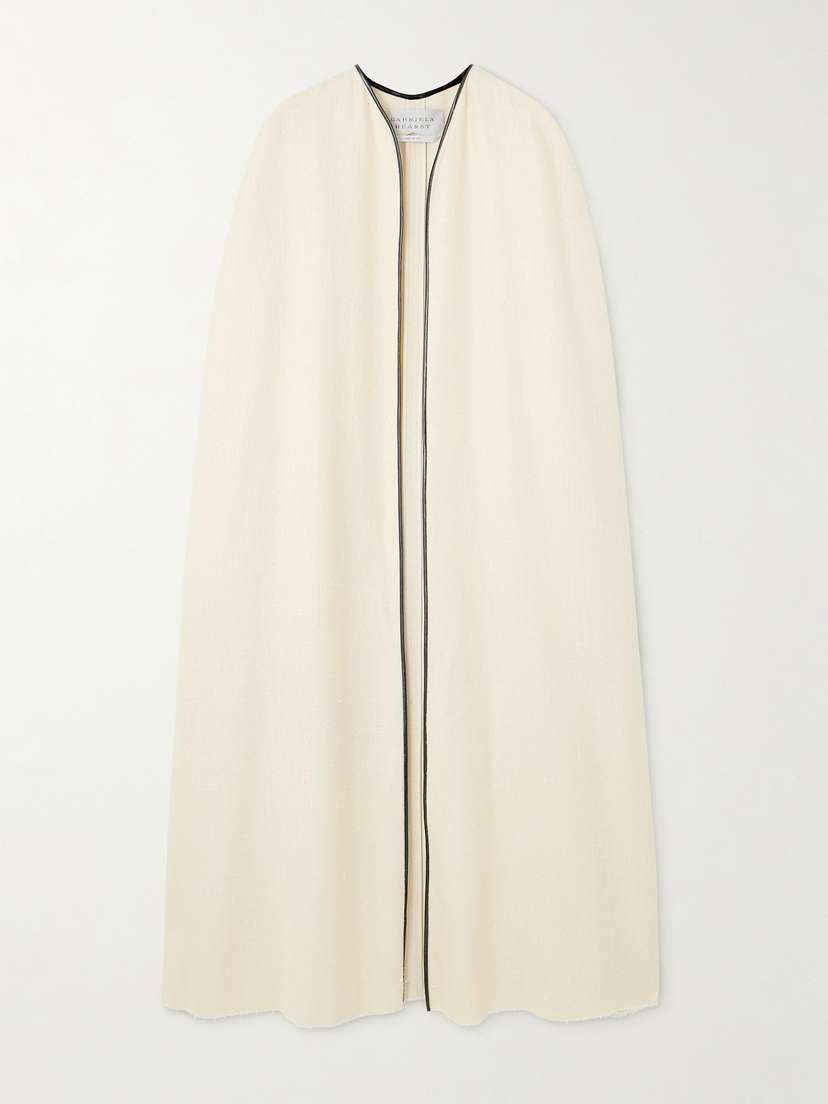 Gabriela Hearst Corinth Leather-trimmed Silk And Wool-blend Cape