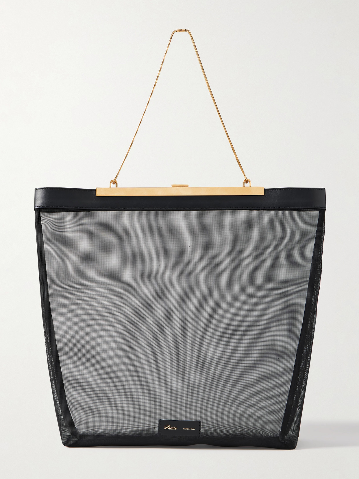 Khaite Augusta Chain And Leather-trimmed Mesh Tote In Black