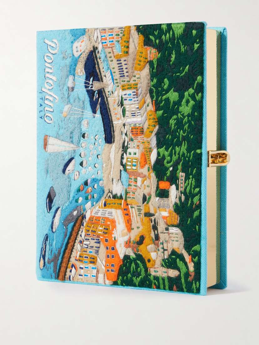 Olympia Le-Tan Portofino Embroidered Appliquéd Canvas Clutch