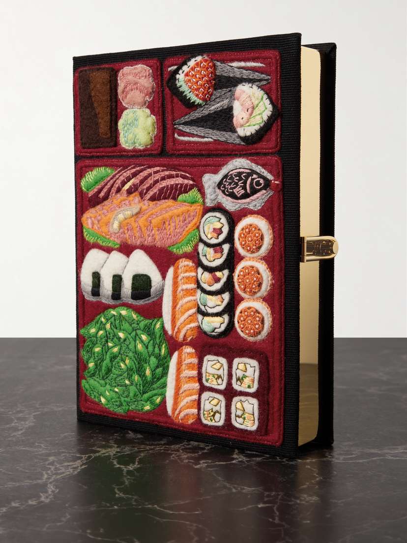 Olympia Le-Tan + Nina Darzi Bento Box Embroidered Appliquéd Canvas Clutch