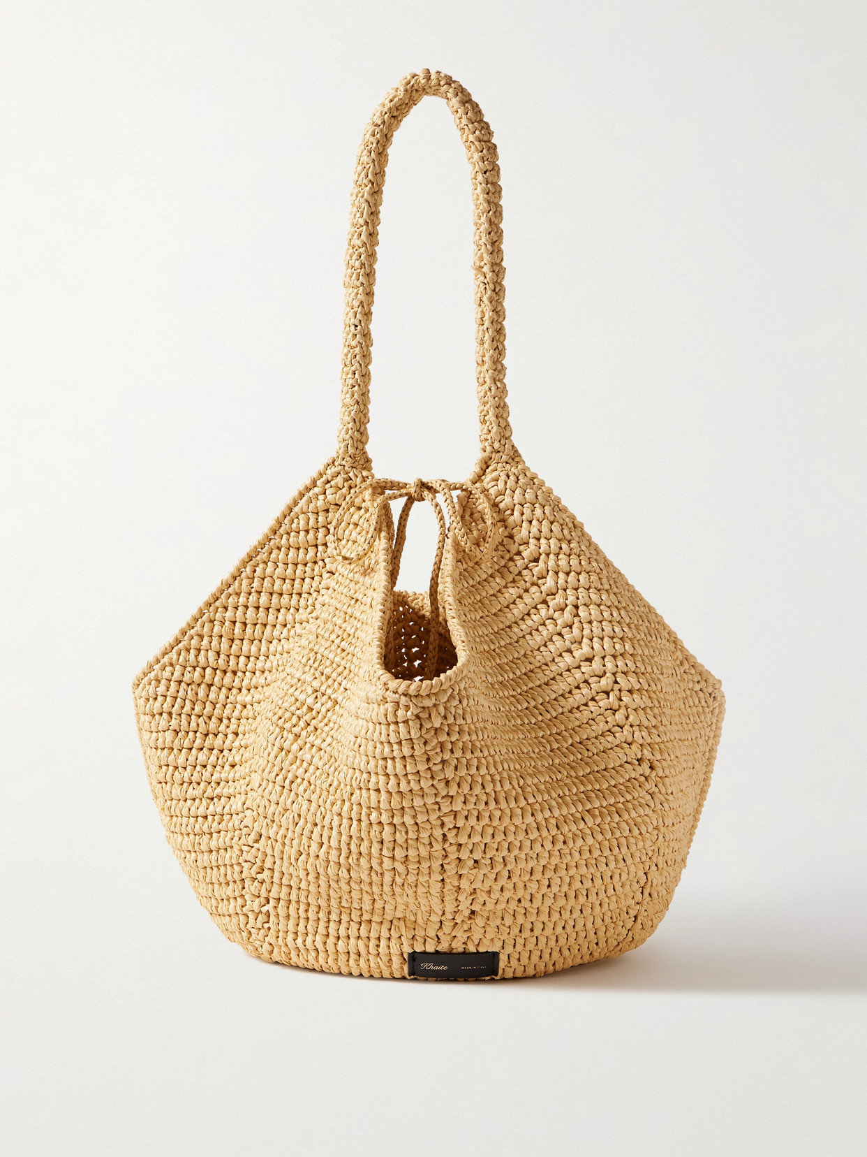 Khaite Lotus Medium Raffia Tote In Brown