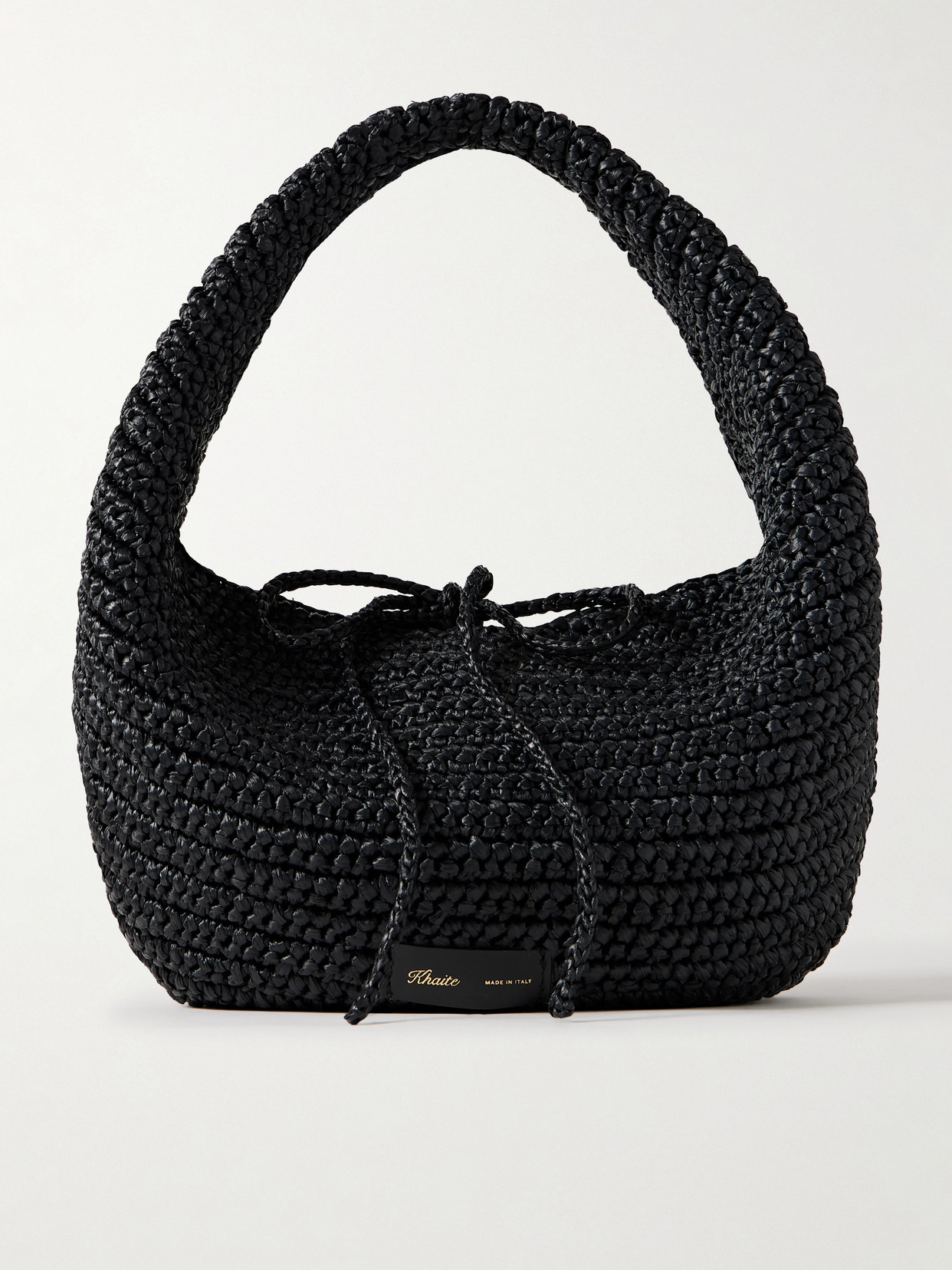 Khaite Olivia Medium Raffia Shoulder Bag In Black