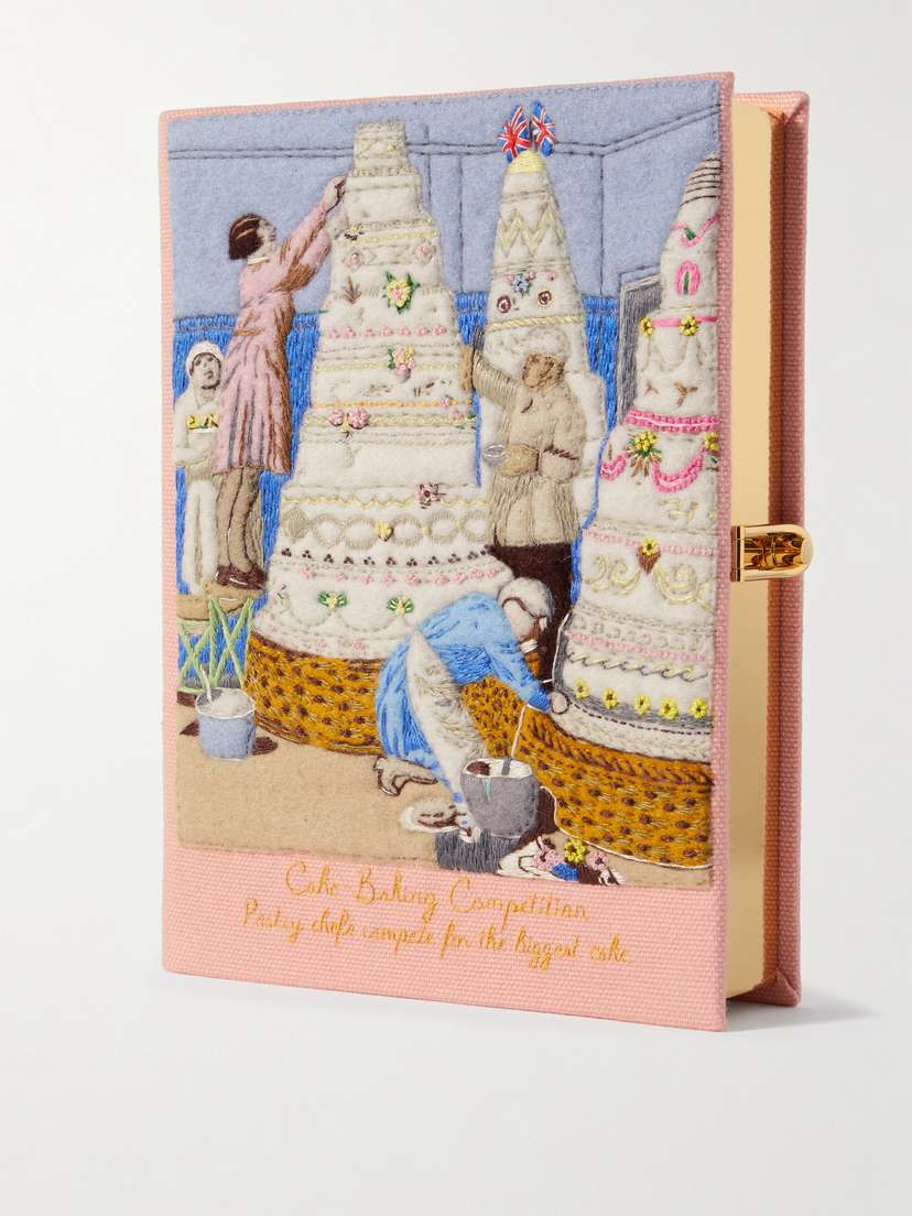 Olympia Le-Tan Cake Baking Competition Embroidered Appliquéd Canvas Clutch