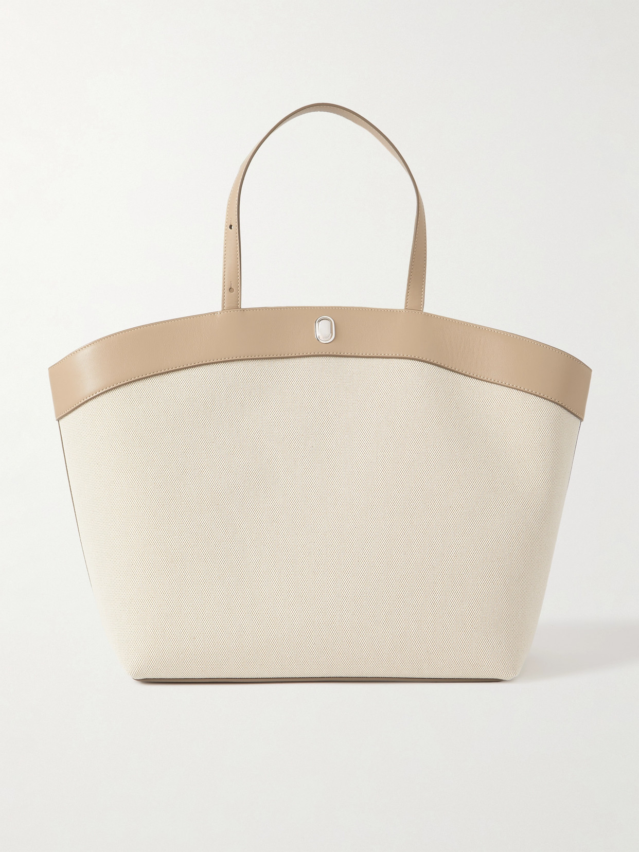 Savette Tondo Large Leather-trimmed Canvas Tote In Neutrals