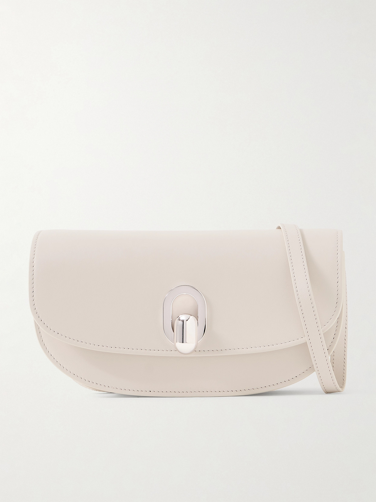 Savette The Tondo Crescent Leather Shoulder Bag In Ivory