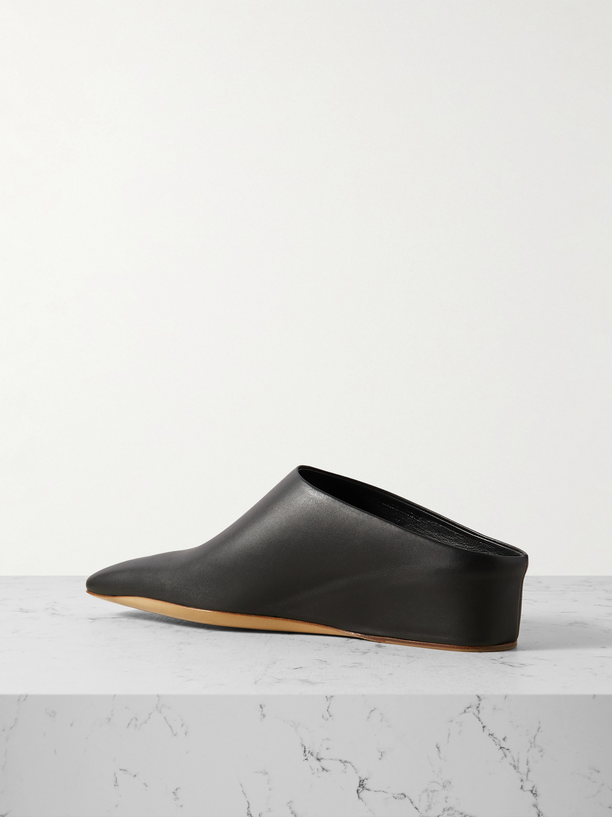 Shop Jil Sander Leather Mules In Black