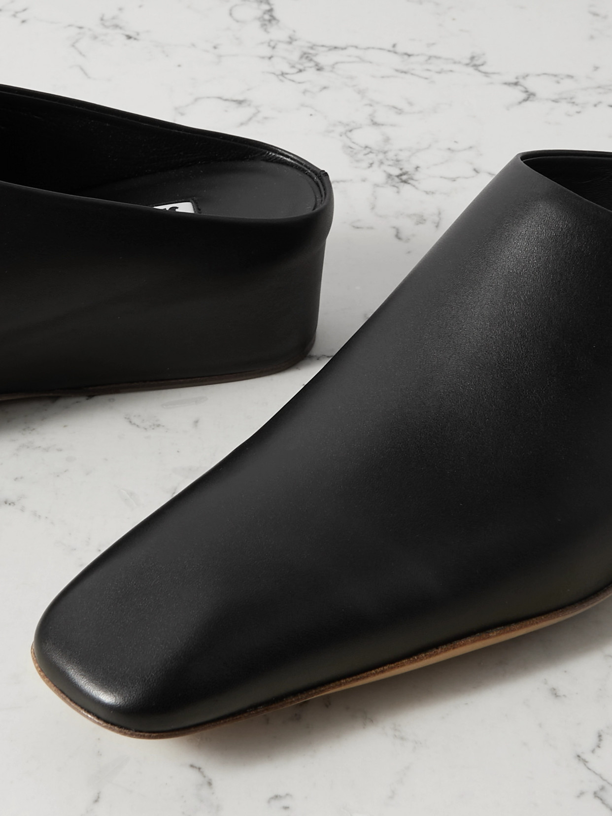 Shop Jil Sander Leather Mules In Black