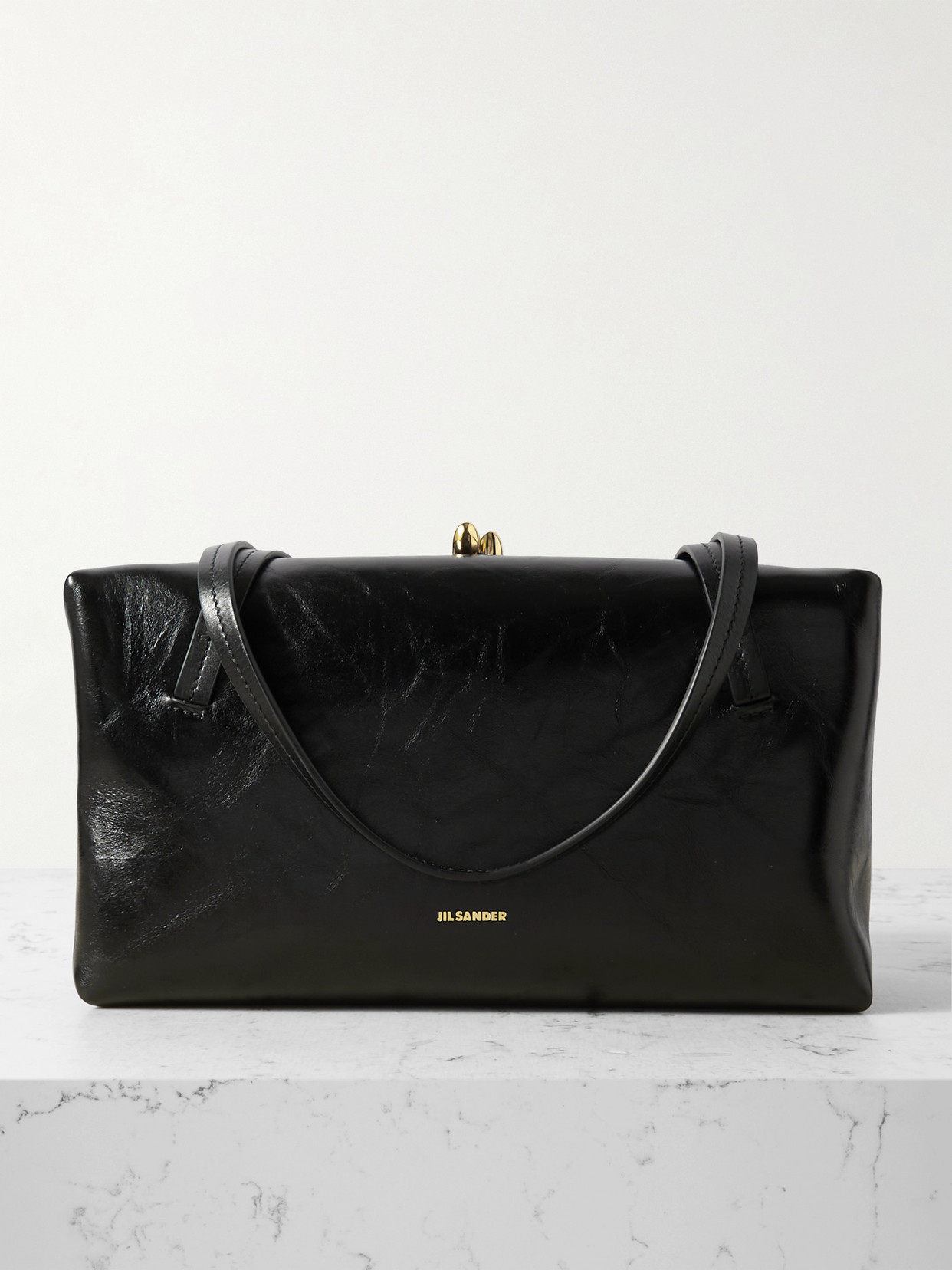 Jil Sander Goji Leather Medium Bag In Black