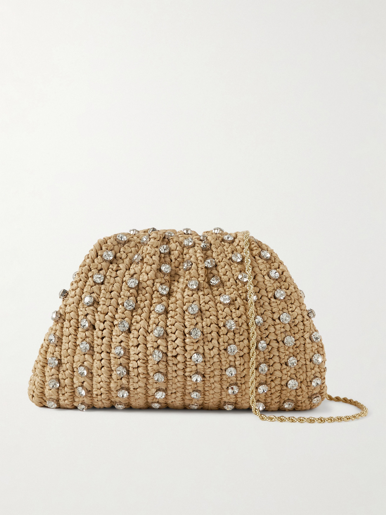 Loeffler Randall Bailey Crystal-embellished Raffia Clutch In Brown