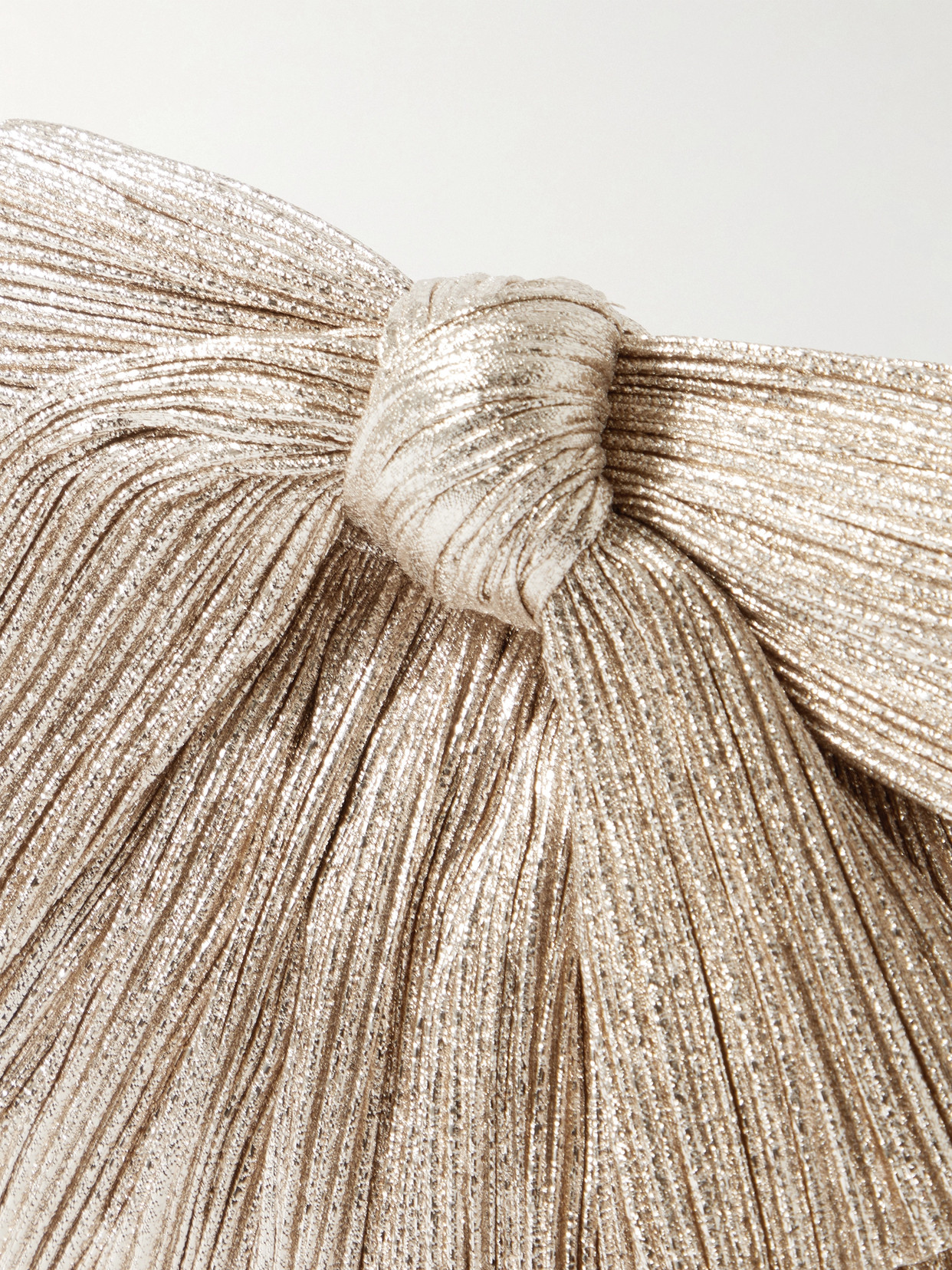 Loeffler Randall Rayne Oversized Bow Metallic Pleated Evening Bag In Gold