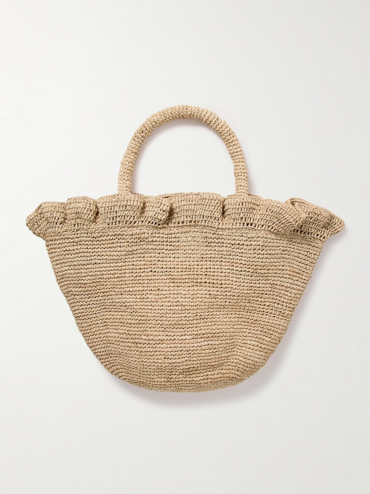 Loeffler Randall Cyris Ruffled Crocheted Raffia Tote In Neutrals