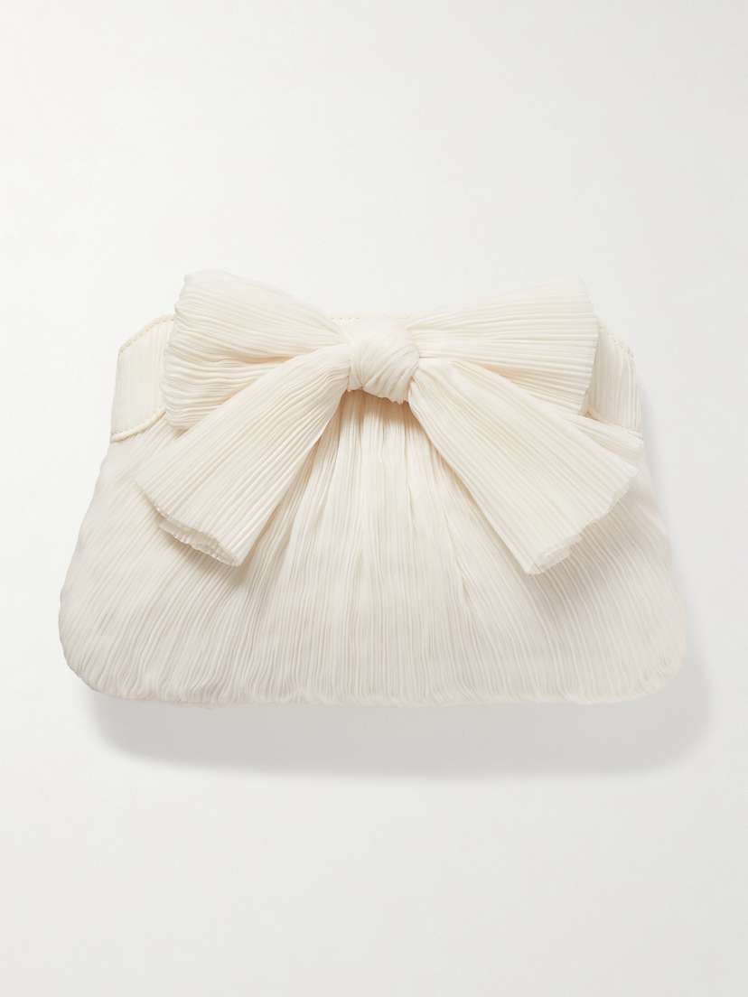 Loeffler Randall Rayne Bow-embellished Plissé-organza Clutch