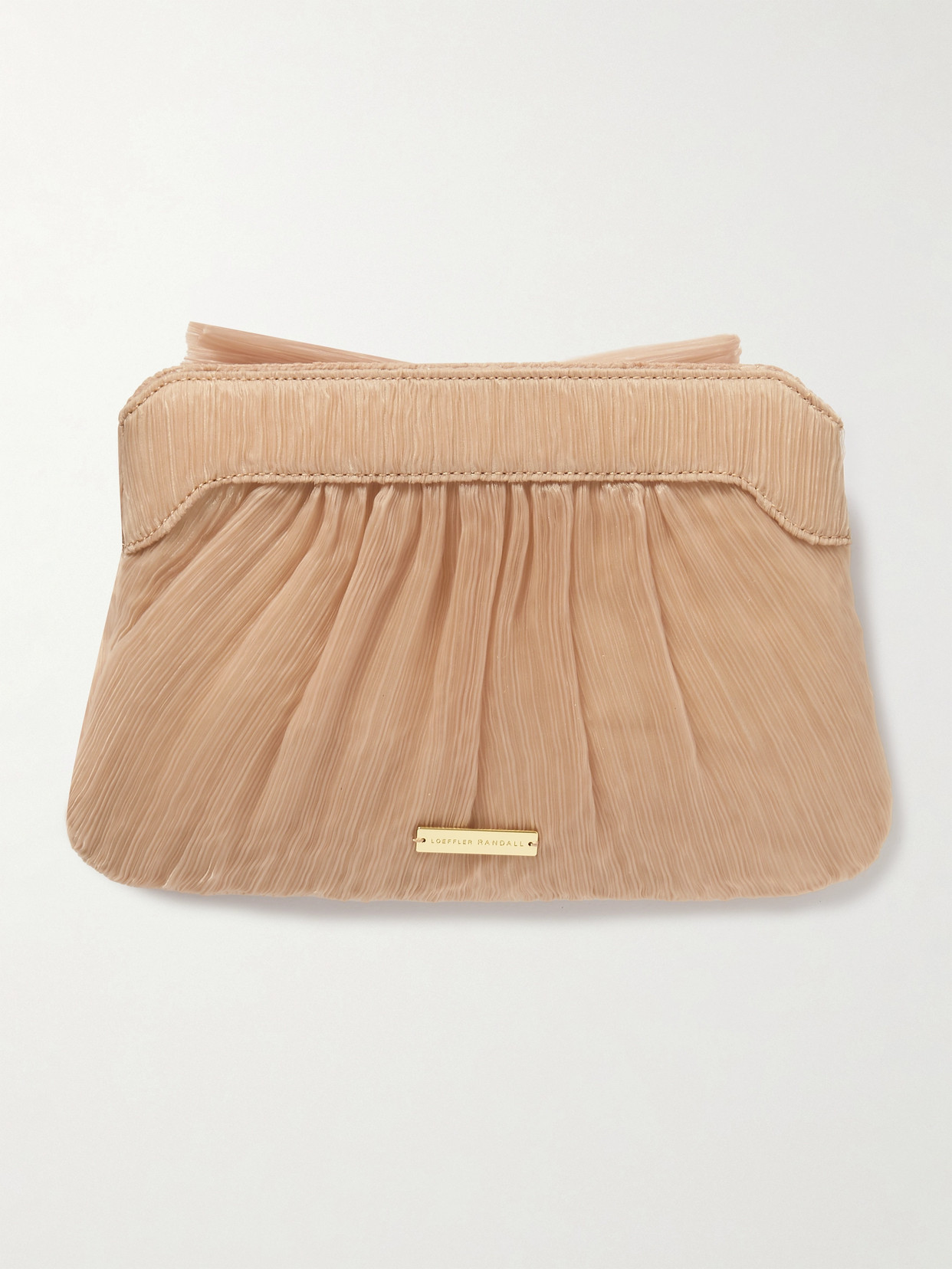 Loeffler Randall Rayne Bow-embellished Plissé-organza Clutch In Pink