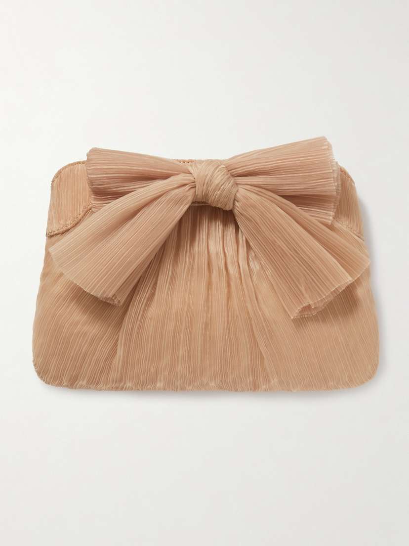 Loeffler Randall Rayne Bow-embellished Plissé-organza Clutch