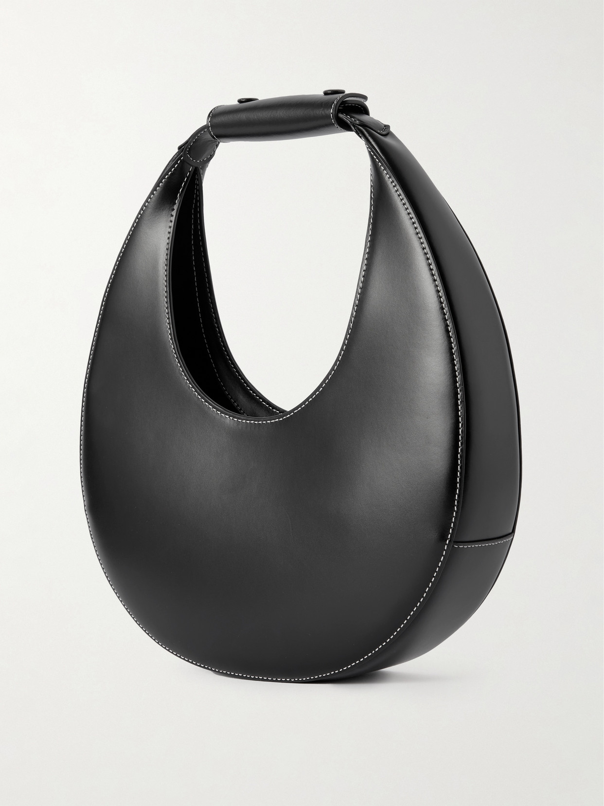 Shop Staud Moon Leather Tote In Black