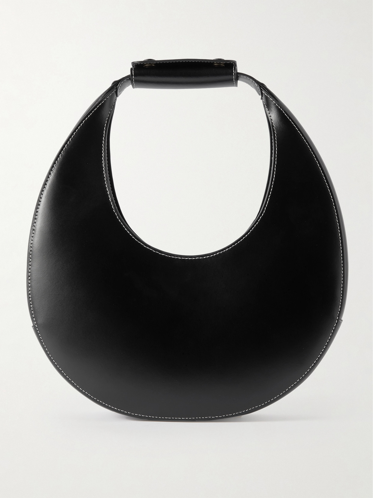 Shop Staud Moon Leather Tote In Black