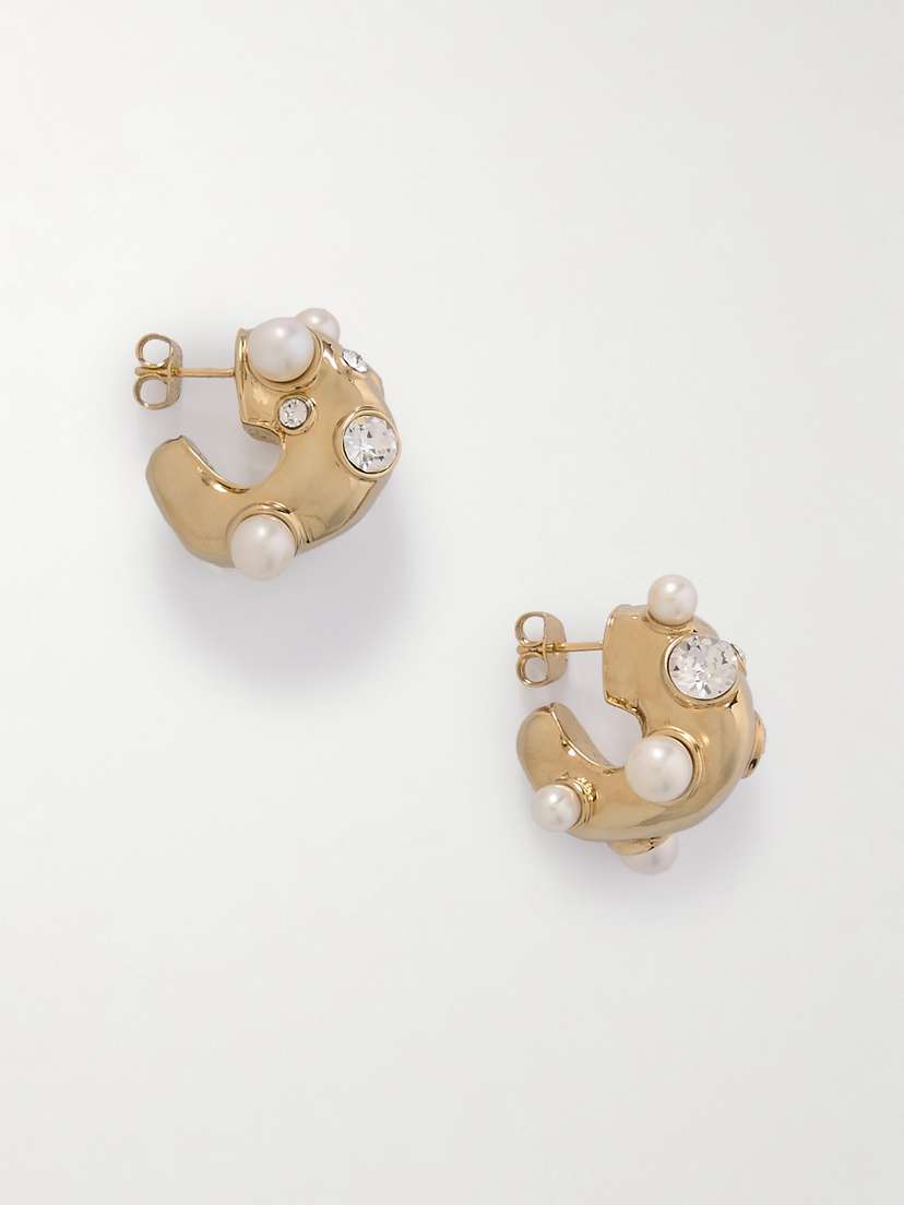Dries Van Noten Chunky Gold-tone Pearl And Crystal Embellished Earrings
