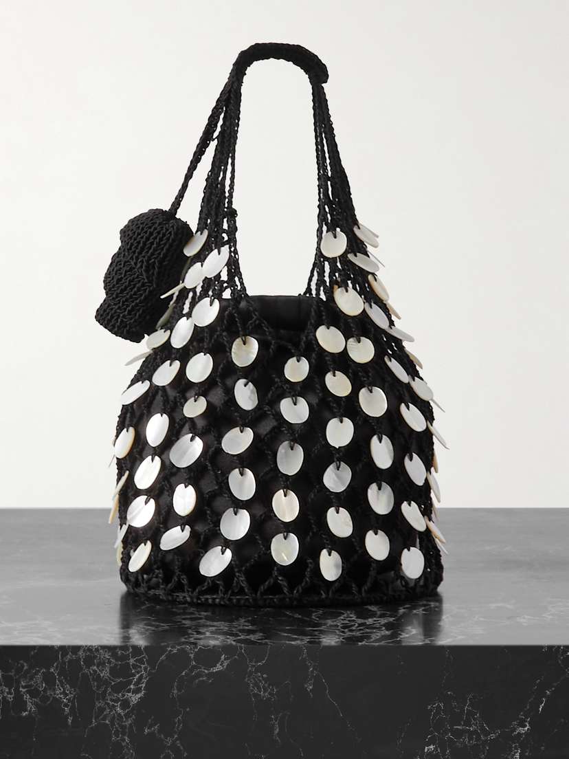 Magda Butrym Devana Small Embellished Crocheted Cotton-blend And Leather Tote