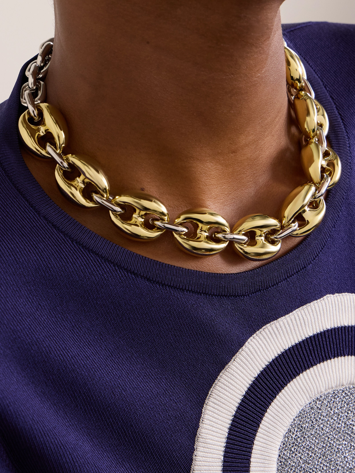 Rabanne X Eight Silver And Gold-tone Necklace In Gold