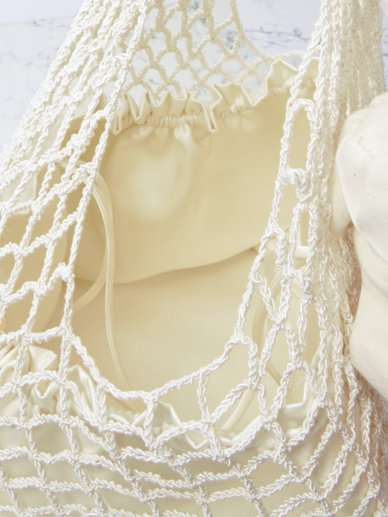 Magda Butrym Devana Maxi Appliquéd Crocheted Cotton-blend And Leather Tote In Cream
