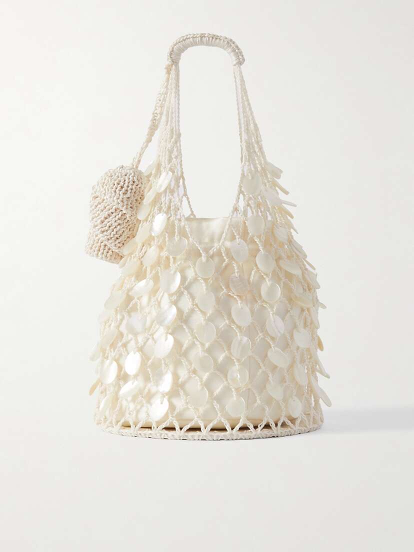 Magda Butrym Devana Small Embellished Crocheted Cotton-blend And Leather Tote