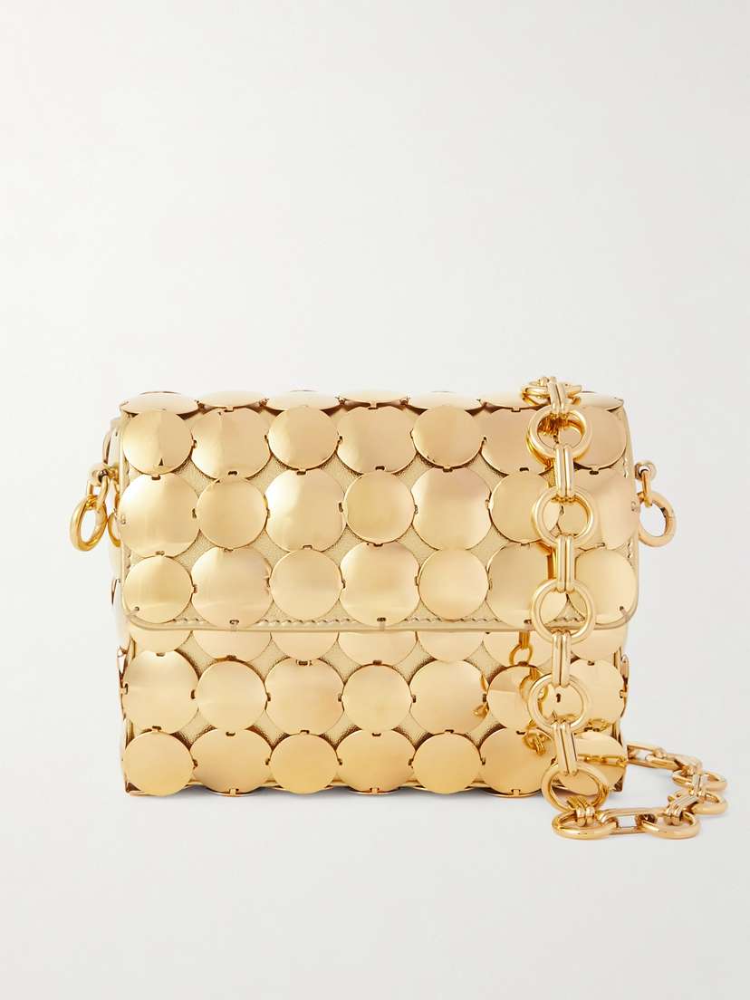 Rabanne Embellished Metallic Leather Shoulder Bag