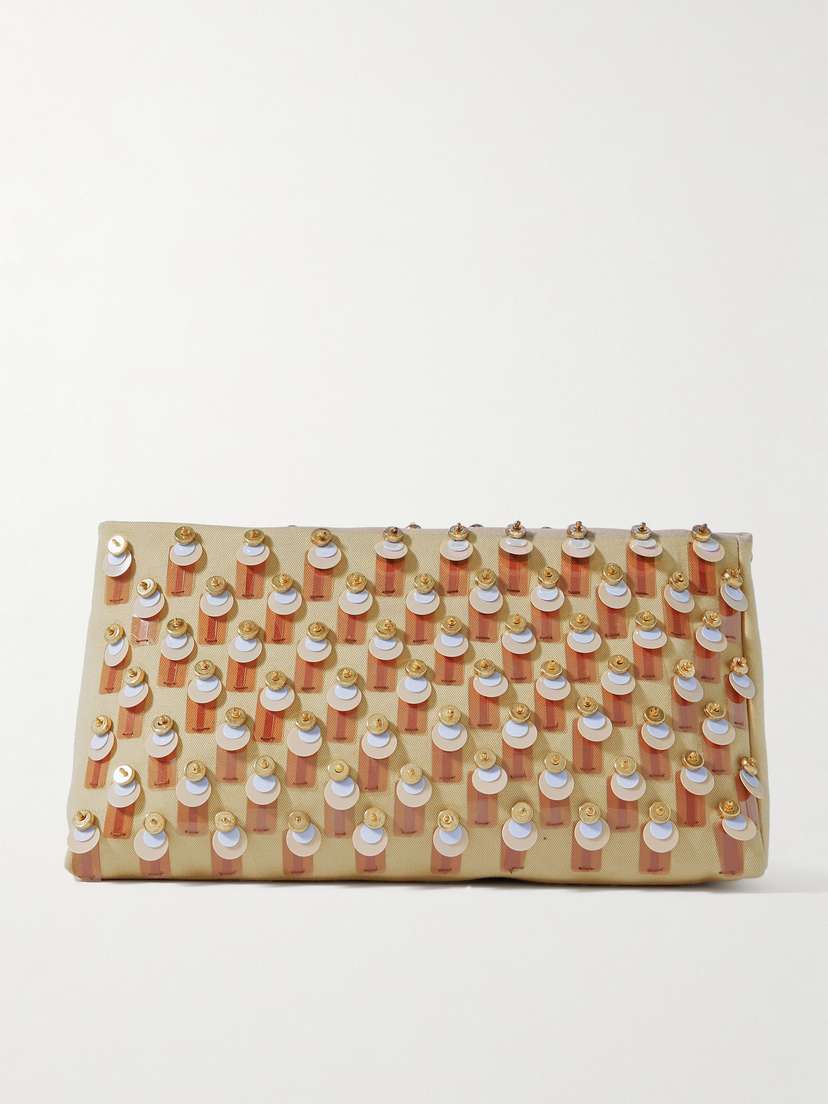 Dries Van Noten Embellished Cotton-gabardine Clutch