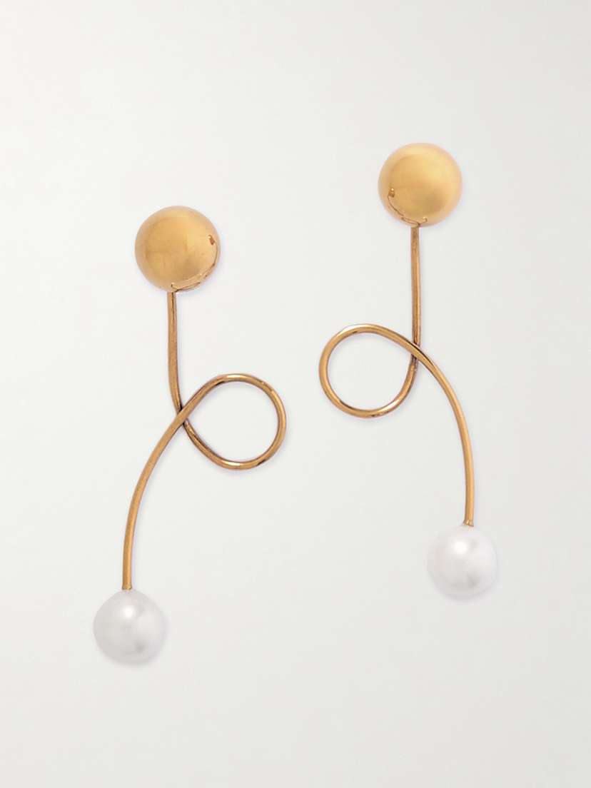 Dries Van Noten Curled Gold-tone Pearl Earrings