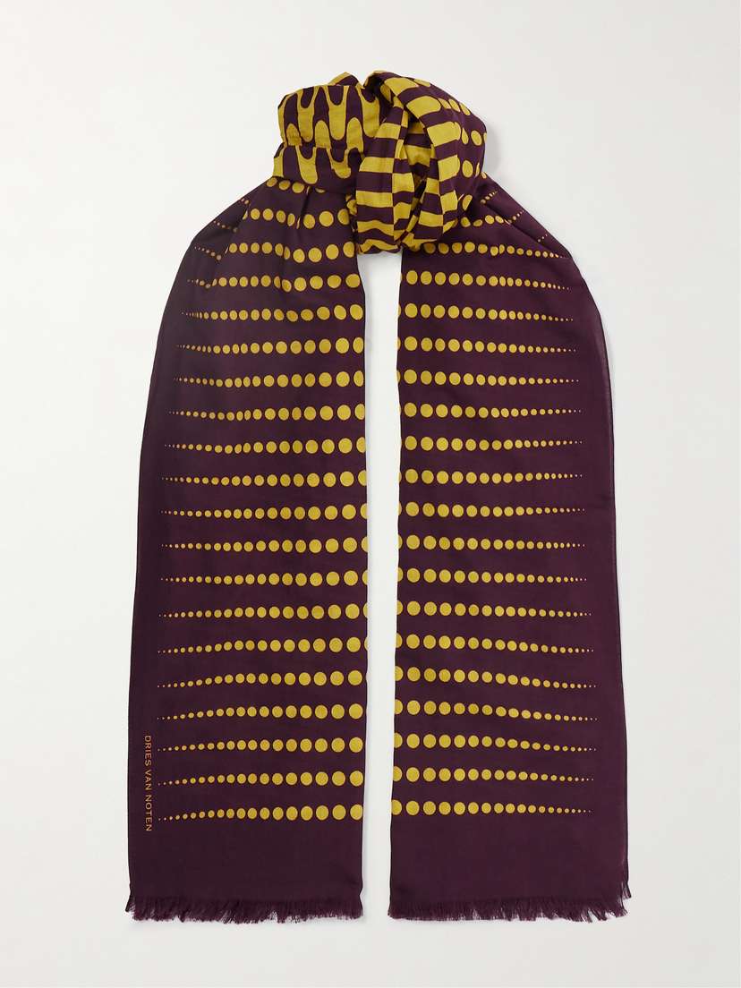 Dries Van Noten Frayed Printed Cotton Scarf