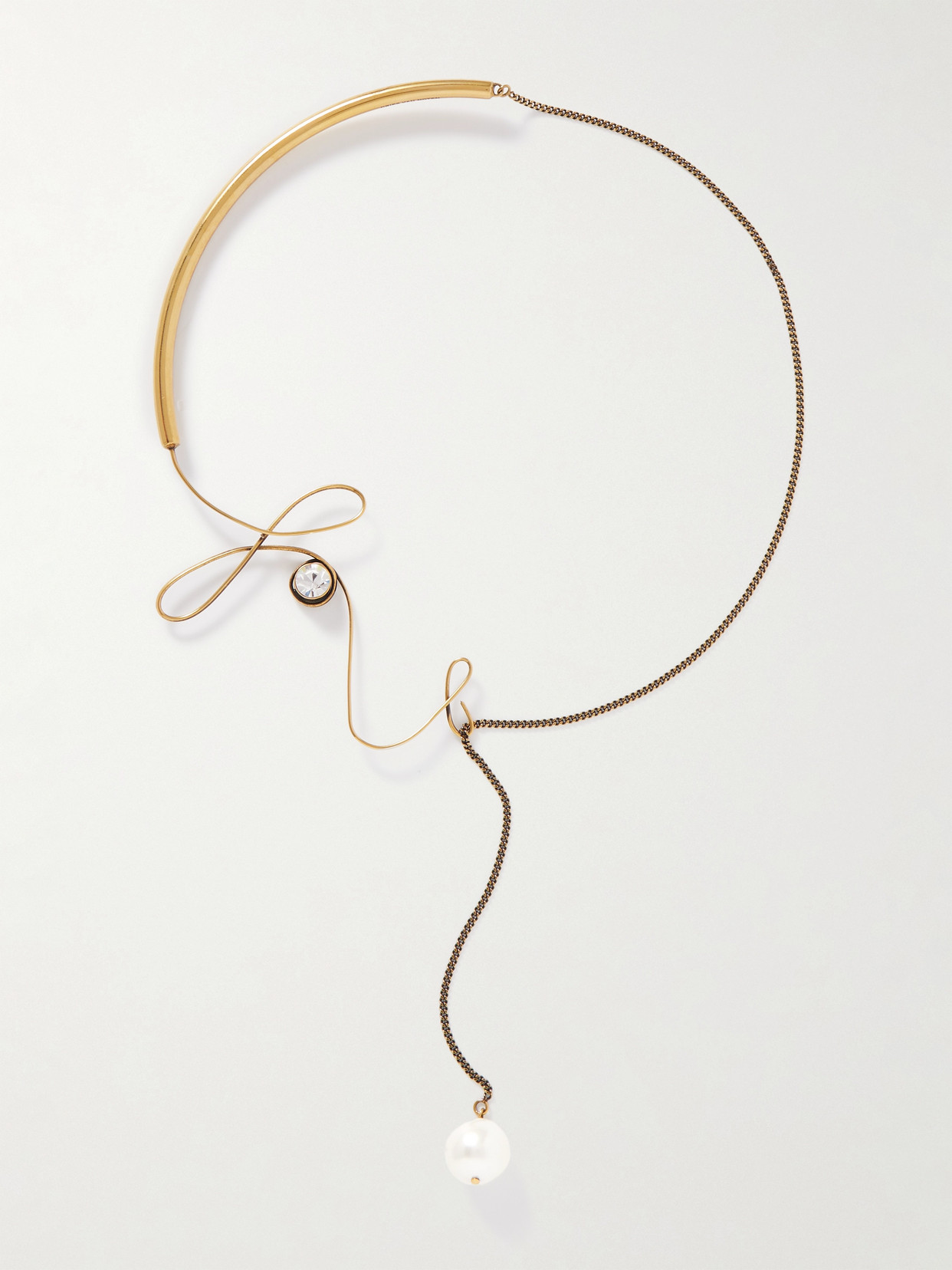 Dries Van Noten - Gold-tone Crystal And Pearl Necklace - Metallic