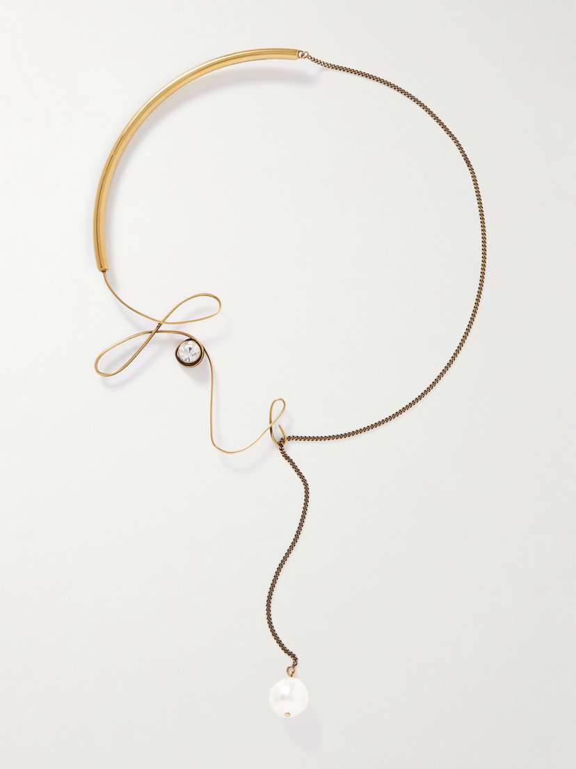 Dries Van Noten Gold-tone Crystal And Pearl Necklace - - One size