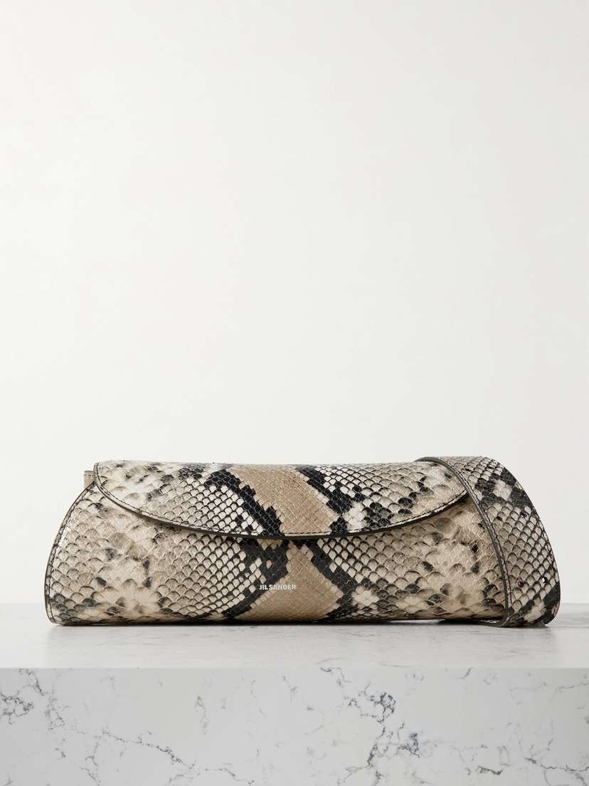Jil Sander Snake-effect Leather Shoulder Bag