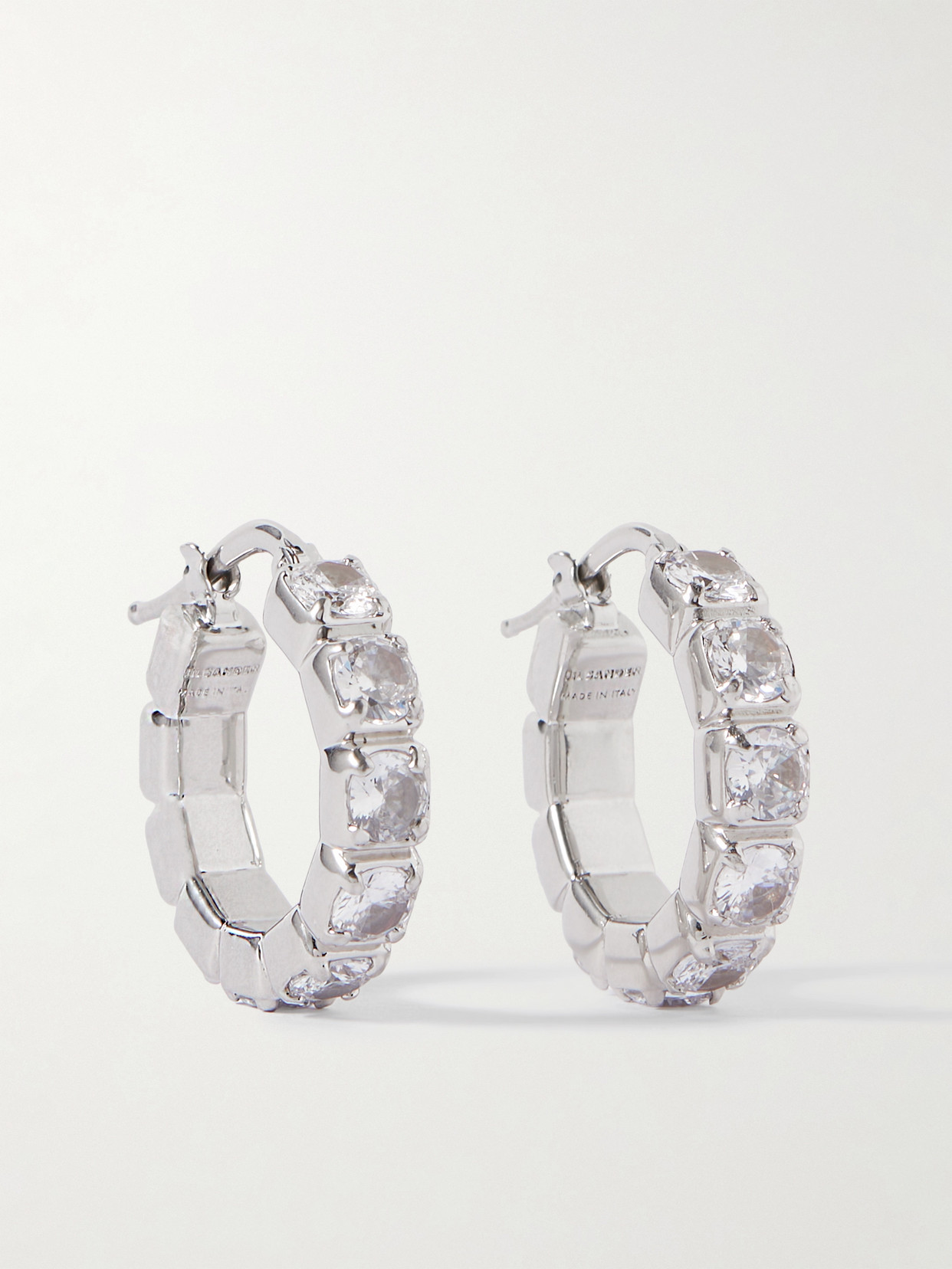 Jil Sander Silver-tone Crystal Hoop Earrings