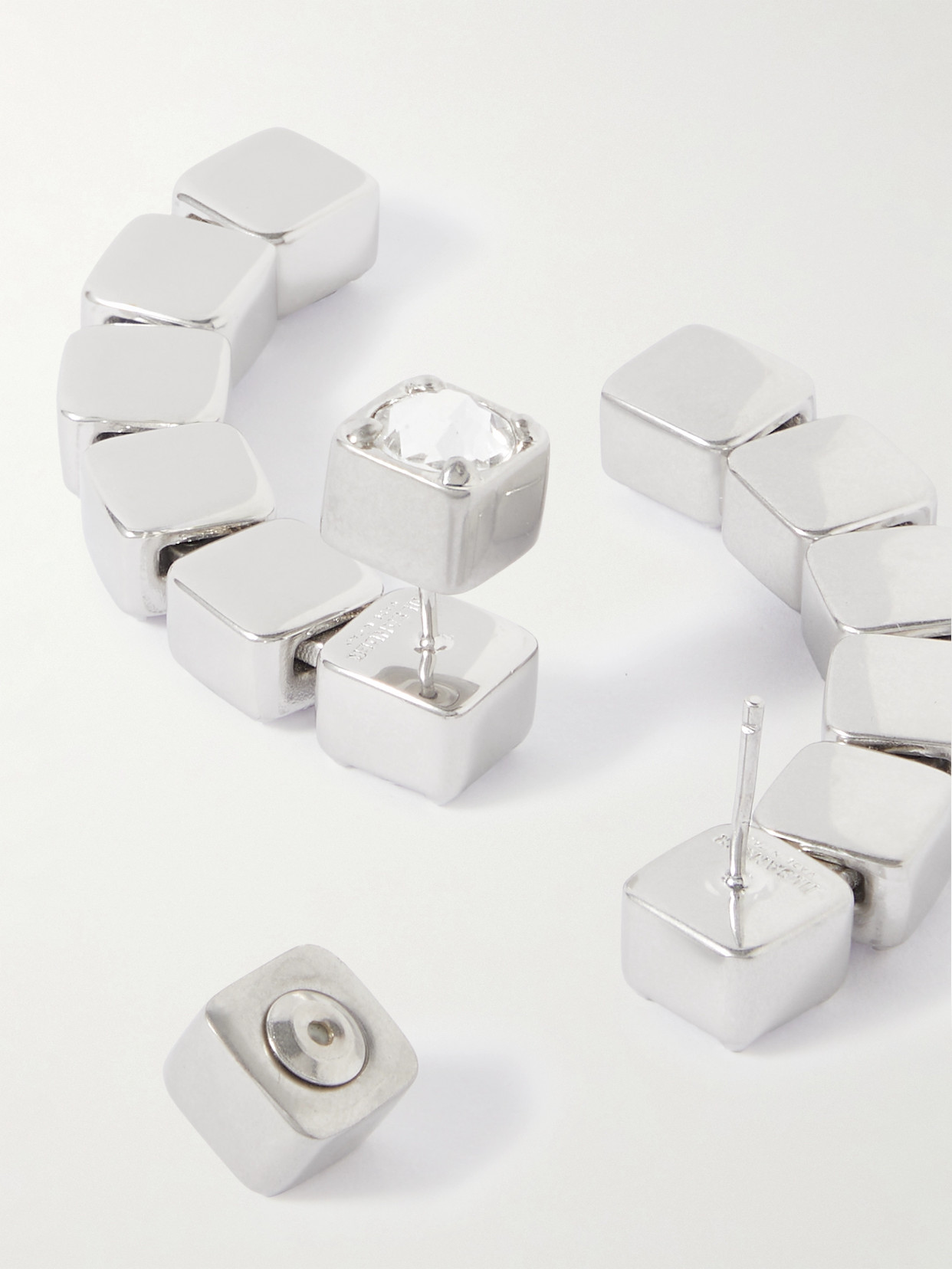 Jil Sander Silver-tone Crystal Earrings In Silver