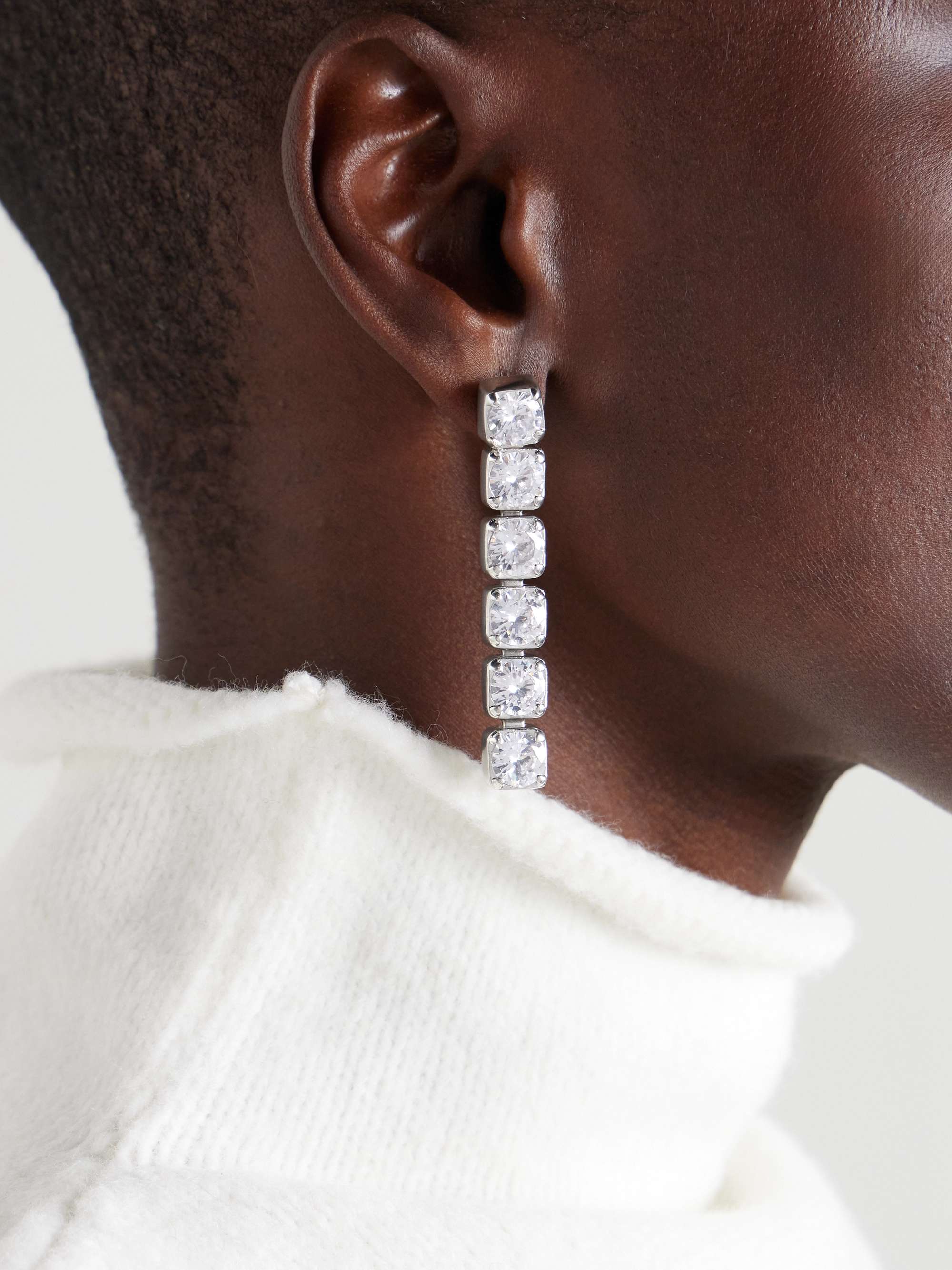 Silver tone crystal earrings
