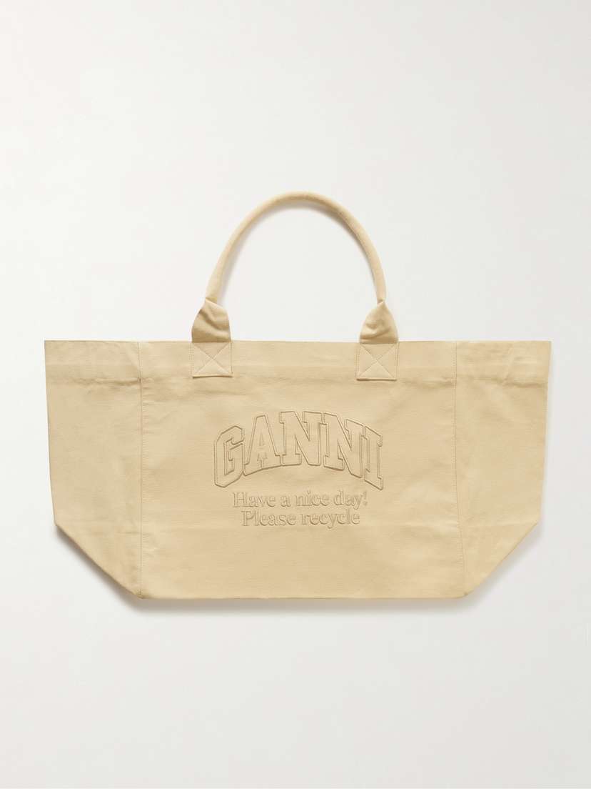 GANNI + Net Sustain Shopper Xxl Embroidered Recycled-cotton Canvas Tote