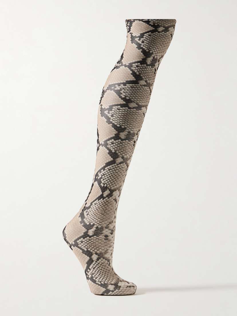 Jil Sander Snake-print Silk-chiffon Knee Socks