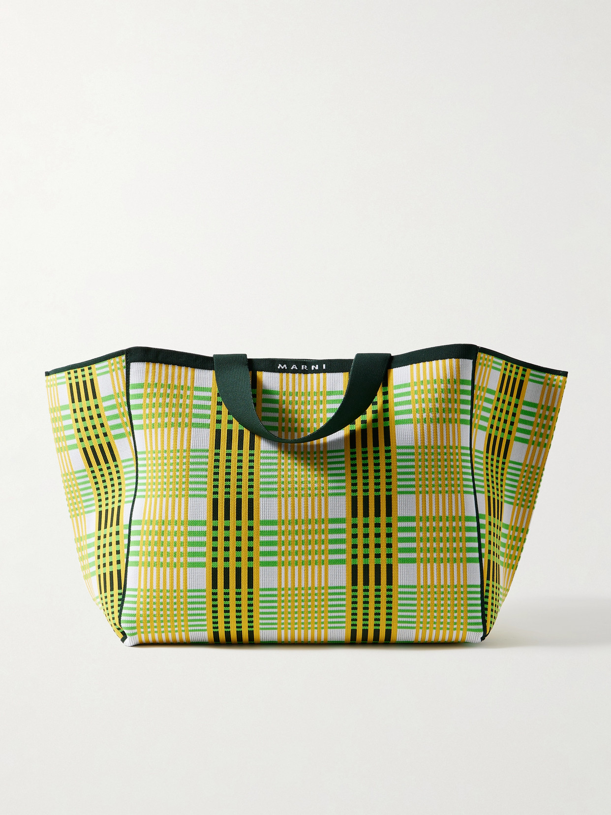 Marni - Sillo Medium Checked Woven Tote - Green