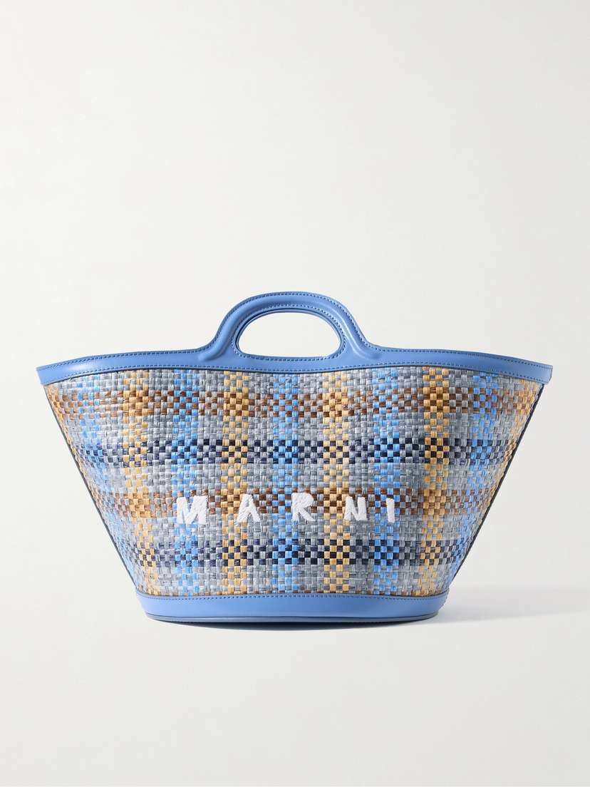 Marni Tropicalia Small Leather-trimmed Embroidered Faux Raffia Tote
