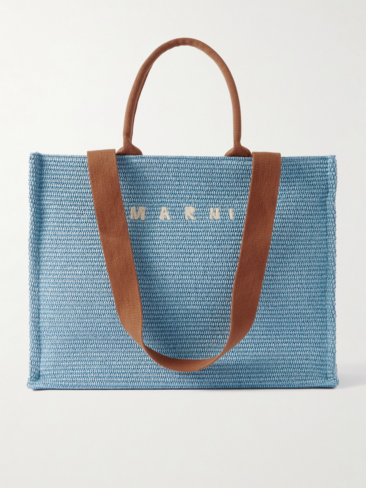 Marni Basket Large Canvas-trimmed Embroidered Faux Raffia Tote