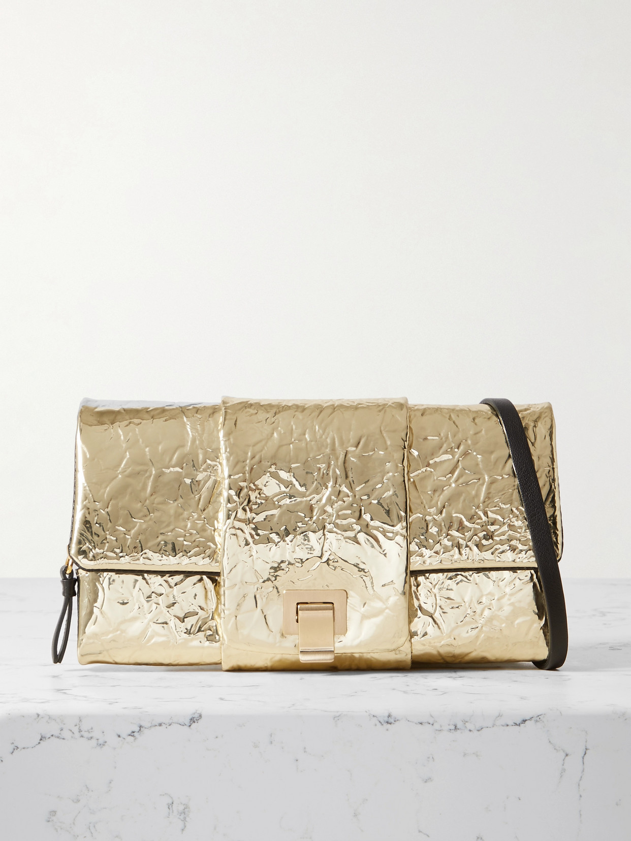 Proenza Schouler Flip Metallic Textured-leather Shoulder Bag In Gold