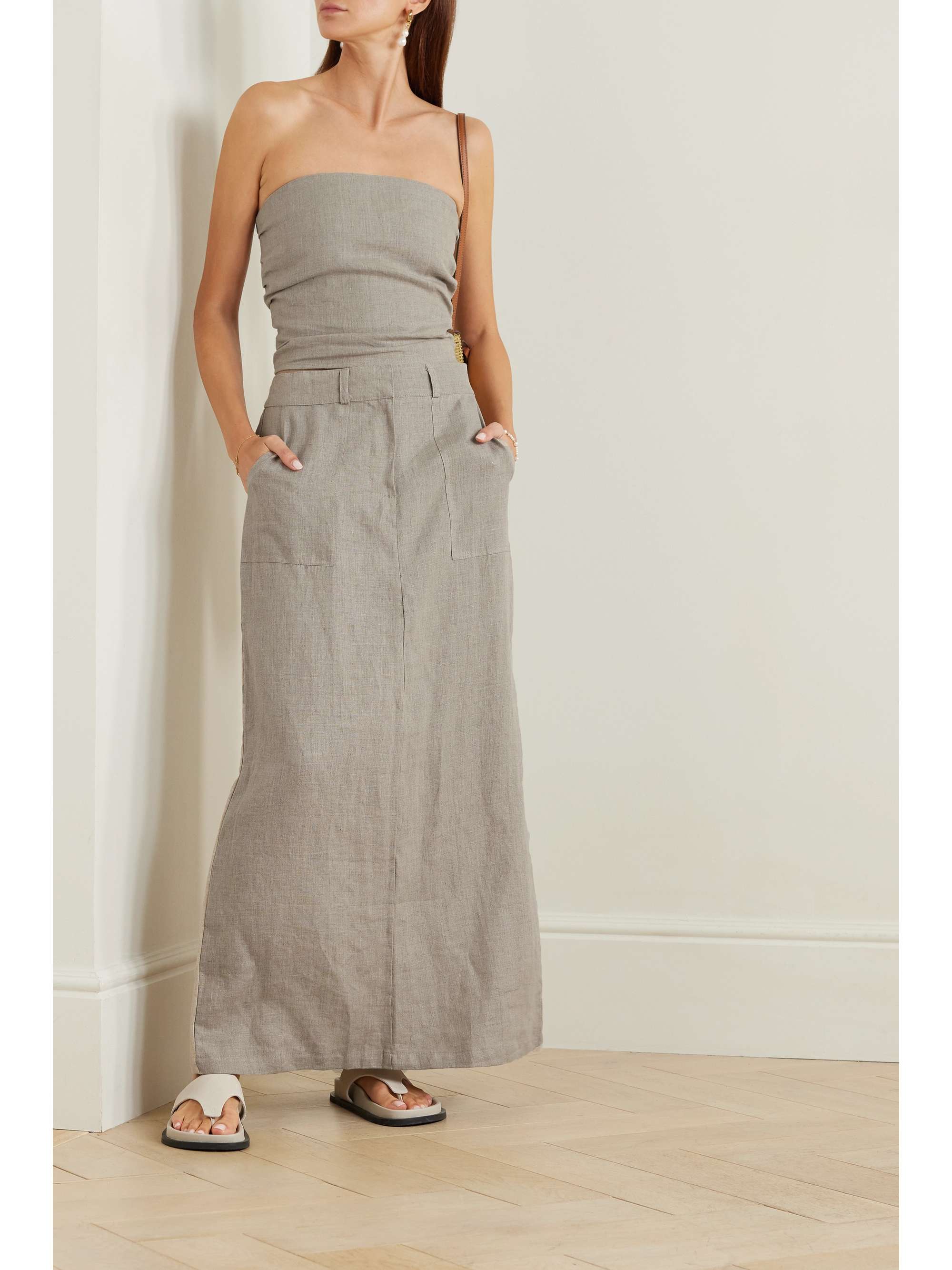 FAITHFULL THE BRAND + NET SUSTAIN Praiyah strapless shirred linen top